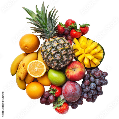 fresh fruits isolated on white background
