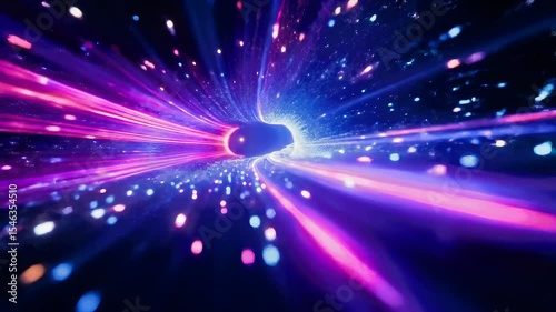 Colorful Light Trails in Space Creating a Cosmic Visual Effect