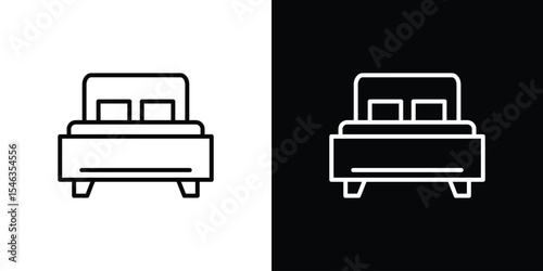 Double bed icon in black. flat graphic vector icon