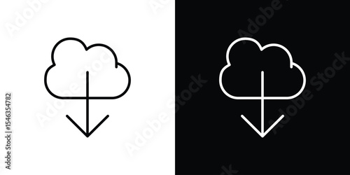 Download from Cloud icon in black. flat graphic vector icon