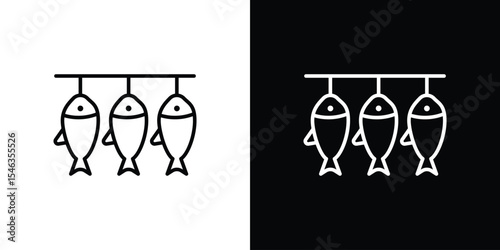 Dried fish icon in black. flat graphic vector icon