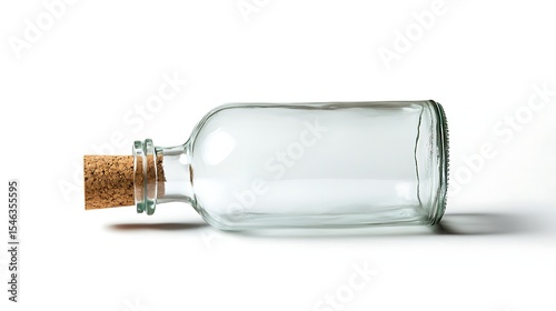 Empty Glass Bottle with Cork Lying Down