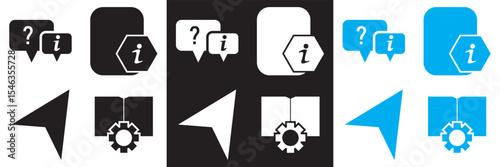 Guide  icon set. Contains icons related to guide, information, instructions etc. Vector illustration . Isolated on white and black background. EPS 10