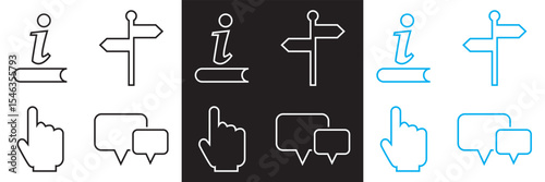 Guide  icon set. Contains icons related to guide, information, instructions etc. Vector illustration . Isolated on white and black background. EPS 10