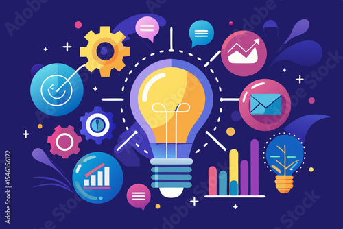 Innovative Business Solution Concept with Creative Ideas and Data Analysis

