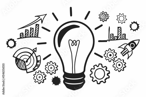 Brilliant Business Idea Concept with Growth and Innovation Elements

