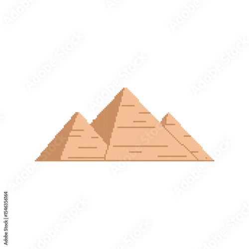 Flat design pixel art egyptian pyramids illustration