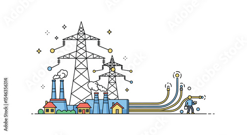 Power Generation and Transmission from Power Plants to Cities with Electrical Grid