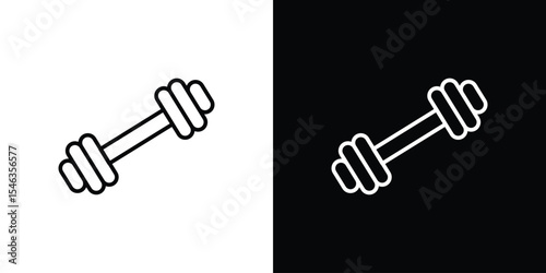 Dumbbell icon in black. flat graphic vector icon