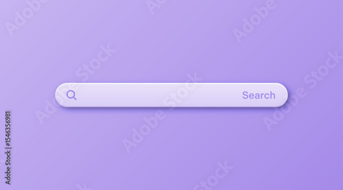 Colorful 3d search bar template. Internet browser engine with search box, address bar and text field. UI design, website interface element with web icons and push button. Vector illustration