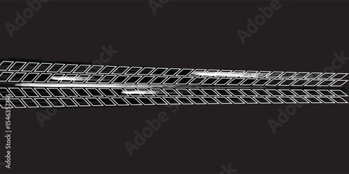Auto tire tread grunge element. Car and motorcycle tire pattern, wheel tyre tread track. Black tyre print. Vector illustration isolated on white background.