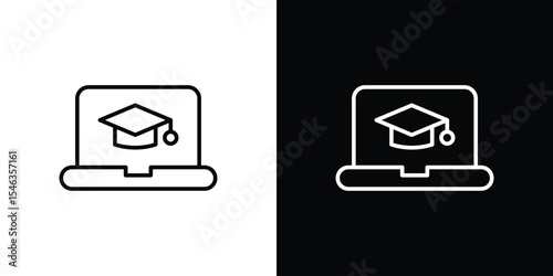 E learning icon in black. flat graphic vector icon