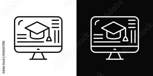 E learning icon in black. flat graphic vector icon