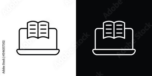 E-learning icon in black. flat graphic vector icon