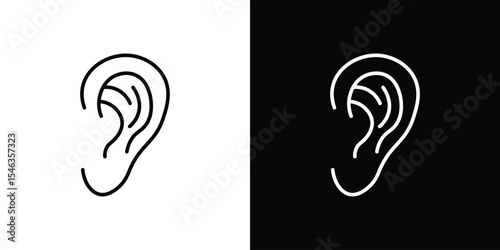 Ear icon in black. flat graphic vector icon