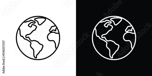 Earth icon in black. flat graphic vector icon