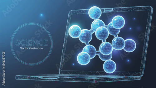 Futuristic Science Molecular Structure on Laptop Screen