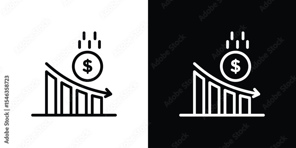 Fototapeta premium Economy crisis icon in black. flat graphic vector icon