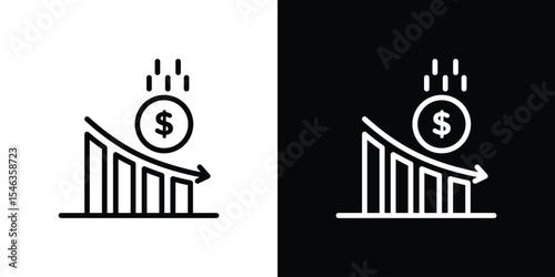 Economy crisis icon in black. flat graphic vector icon