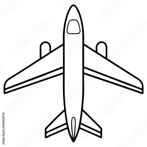 Minimalist Airplane Top View Line Art