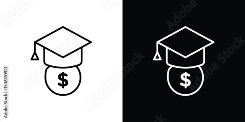 Education cost icon in black. flat graphic vector icon