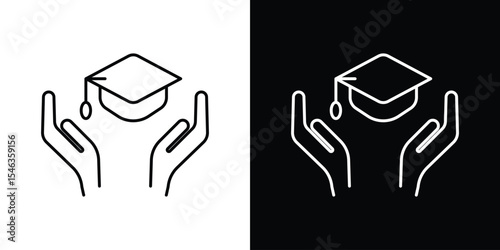 Education insurance icon in black. flat graphic vector icon