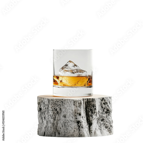 glass of whiskey and ice
