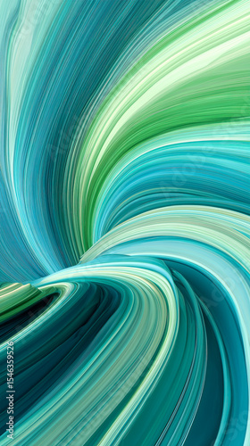 Abstract fluid lines, soft green and blue gradients,