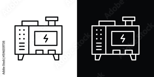 Electric generator icon in black. flat graphic vector icon