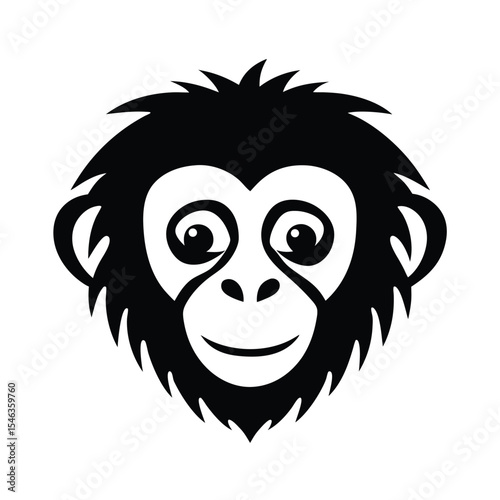 Monkey's Expressive Face: A close-up illustration of a monkey's face, exuding a sense of joy and playfulness. This graphic captures the charm of the primate