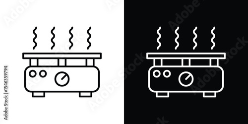 Electric hot plate icon in black. flat graphic vector icon