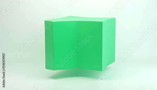 Abstract Green Geometric Shape on White Background