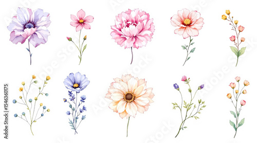Wallpaper Mural Set of pink flowers Torontodigital.ca