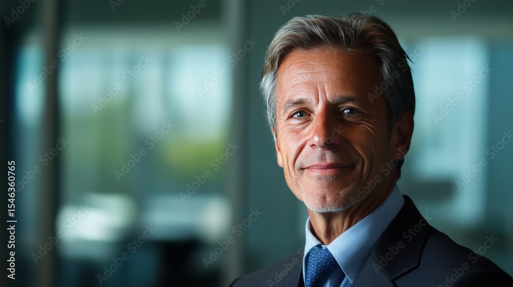 Naklejka premium business portrait of professional man, blurred office in background