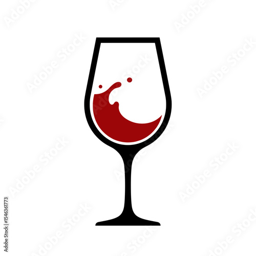 Wine glass with liquid splash, minimalistic design, copy space