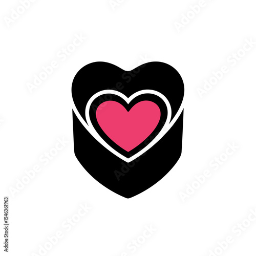Heart-shaped cookie cutter with inner heart, minimalistic design, copy space