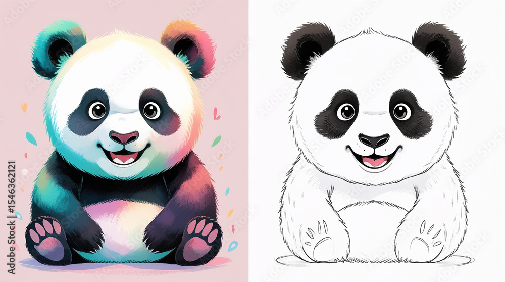 Naklejka premium panda and a panda