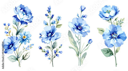 Wallpaper Mural Set of watercolor flowers, set of flowers Torontodigital.ca