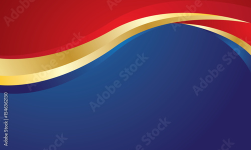 Modern red gold wave on blue background for certificate