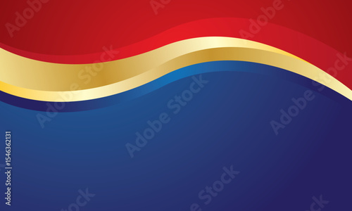 Red gold wave on blue background for certificate