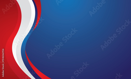 Abstract red white waves on blue background