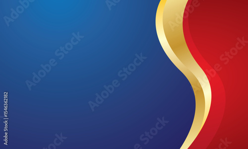 Modern red gold wave on blue background design