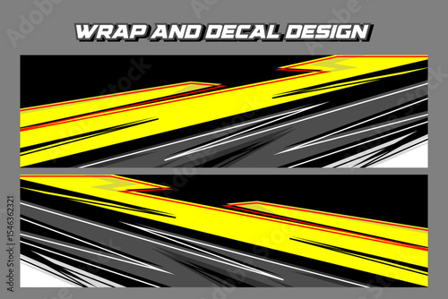 Racing car wrap design vector. Graphic abstract stripe racing background kit designs for wrap vehicle, race car, rally, adventure and livery