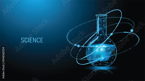 Low-Poly Digital Illustration of Science Erlenmeyer Flask