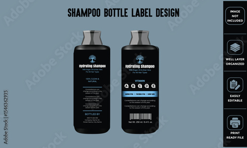 Shampoo Bottle Label Design for Hydrating Shampoo