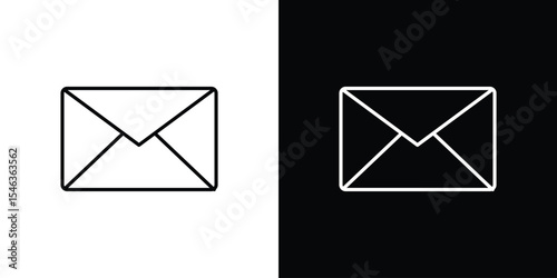 Envelope icon in black. flat graphic vector icon