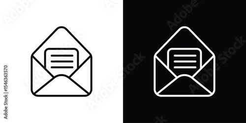 Envelope open icon in black. flat graphic vector icon