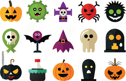 Vector halloween icons and symbols illustration