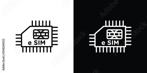ESIM icon in black. flat graphic vector icon