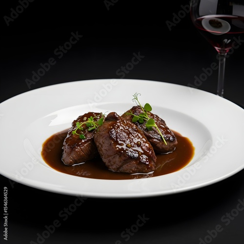 Spanish-style braised beef cheeks in rich red wine sauce - Carrilleras al Vino